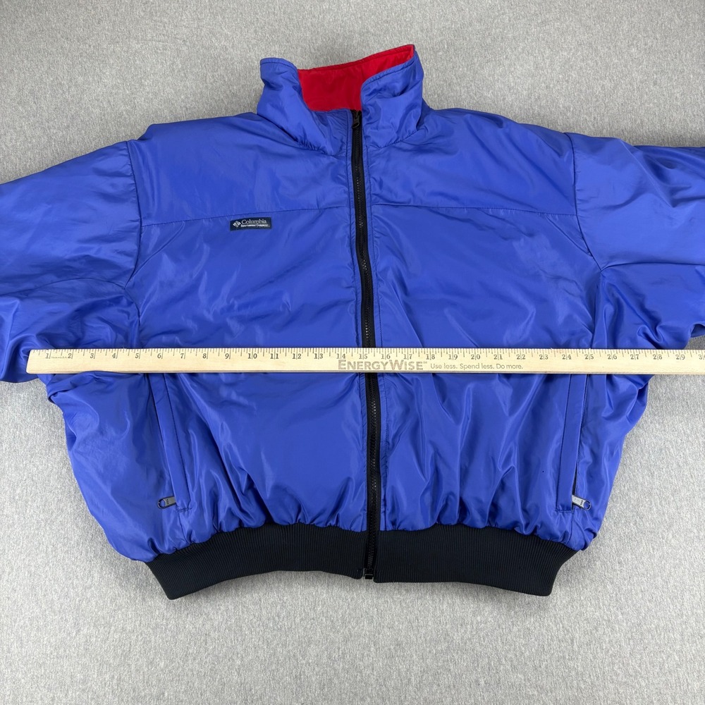 VNTG Columbia Duck Down Puffer Jacket Mens XL Blue Red Reversible Duck Down Coat - Picture 4 of 16